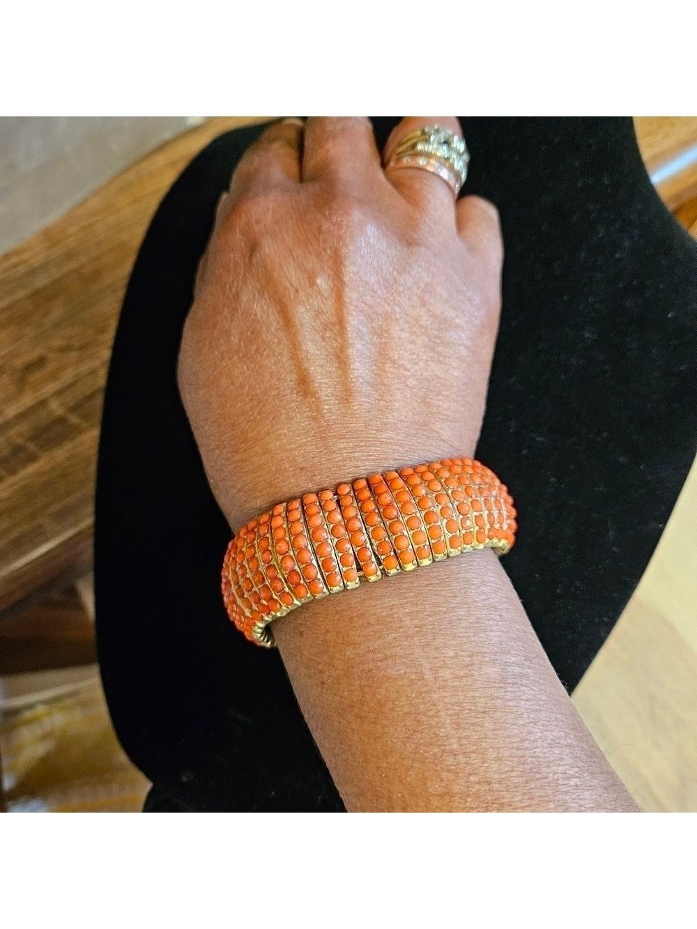 Orange Beaded Stretch Bracelet